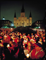 Christmas caroling in Jackson Square