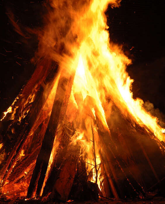 Christmas Bonfires Along The Levees